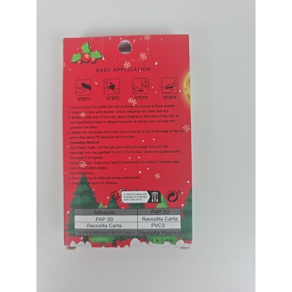 24 Piece Press On Nails Christmas Candy Cane Gingerbread Man Reindeer - Picture 3 of 3